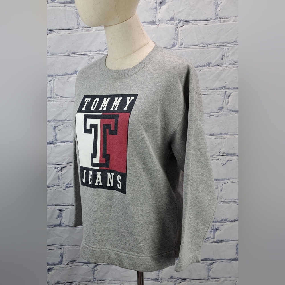 Tommy Hilfiger Tommy Jeans Women's Sweater Vintage 90s Y2K Spell Out Gray Medium - Picture 3 of 11